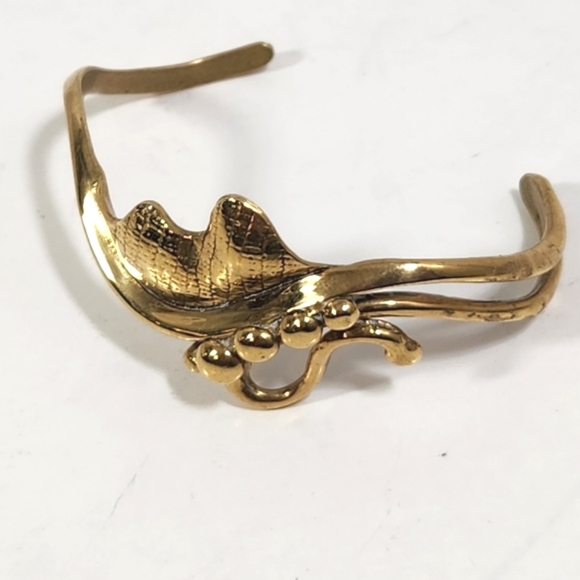 Artisian made brass cuff bracelet ornate abstract butterfly - Picture 1 of 8